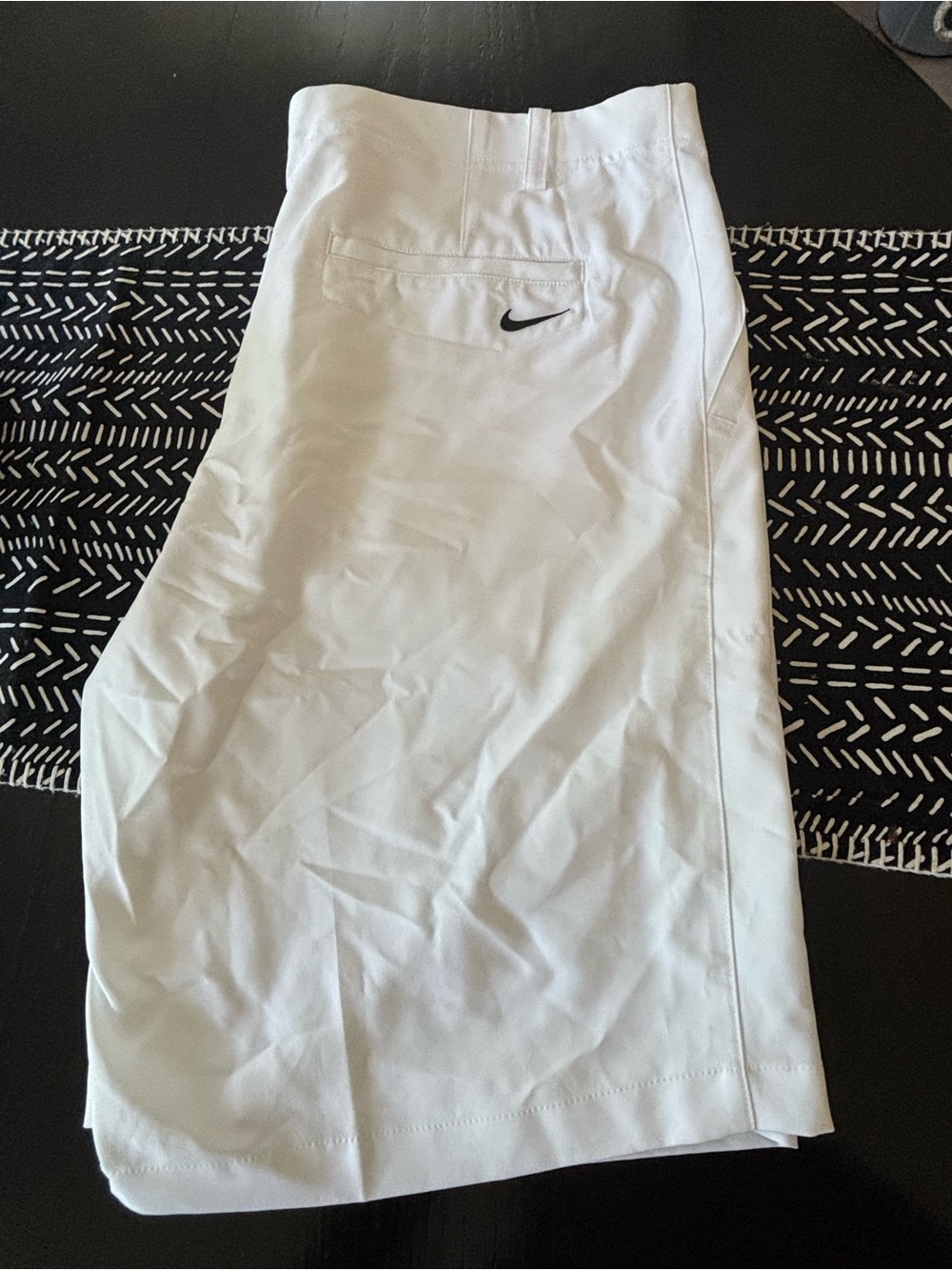 Nike White Men's Athletic Shorts with Black Swoosh